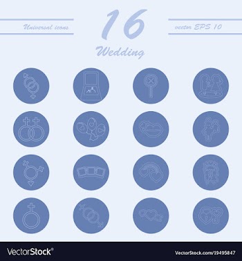 Set of wedding icons in modern thin line style vector image