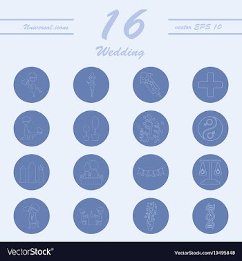 Set of wedding icons in modern thin line style vector image