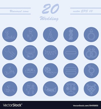 Set of wedding icons in modern thin line style vector image