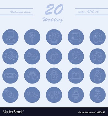 Set of wedding icons in modern thin line style vector image