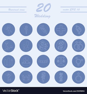 Set of wedding icons in modern thin line style vector image