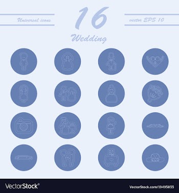 Set of wedding icons in modern thin line style vector image