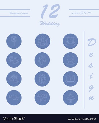 Set of wedding icons in modern thin line style vector image