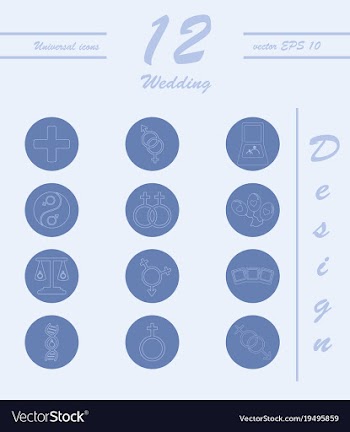 Set of wedding icons in modern thin line style vector image