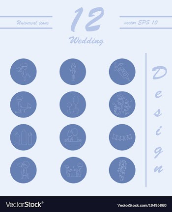 Set of wedding icons in modern thin line style vector image