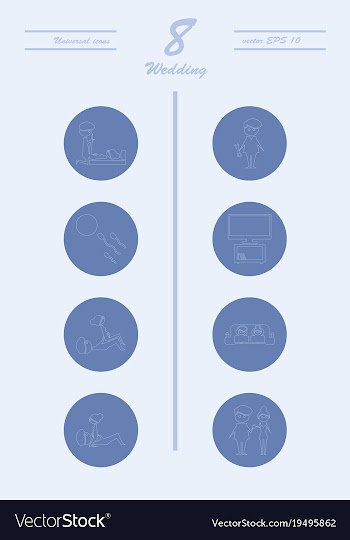 Set of wedding icons in modern thin line style vector image
