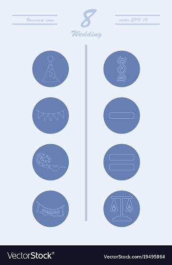 Set of wedding icons in modern thin line style vector image