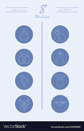 Set of wedding icons in modern thin line style vector image