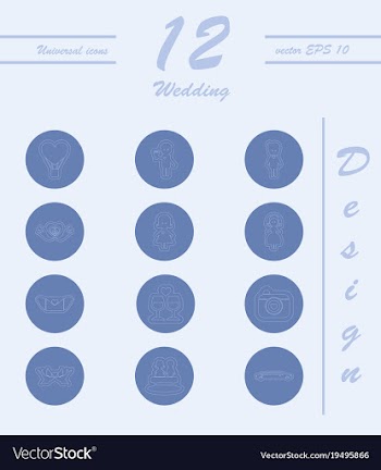 Set of wedding icons in modern thin line style vector image