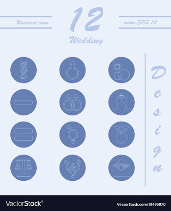 Set of wedding icons in modern thin line style vector image