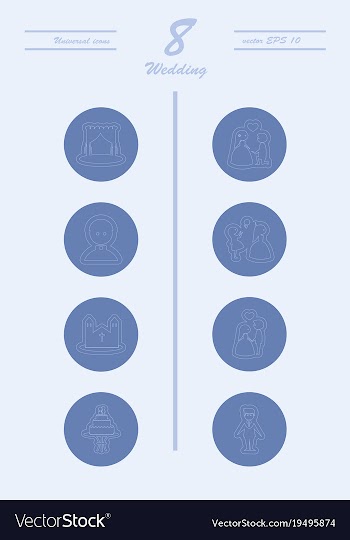 Set of wedding icons in modern thin line style vector image