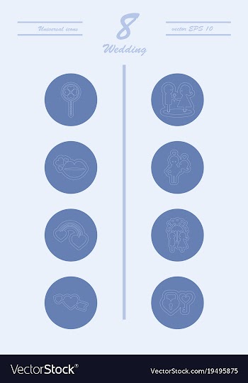 Set of wedding icons in modern thin line style vector image