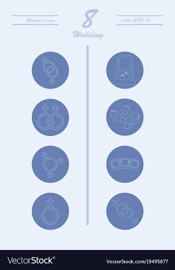 Set of wedding icons in modern thin line style vector image