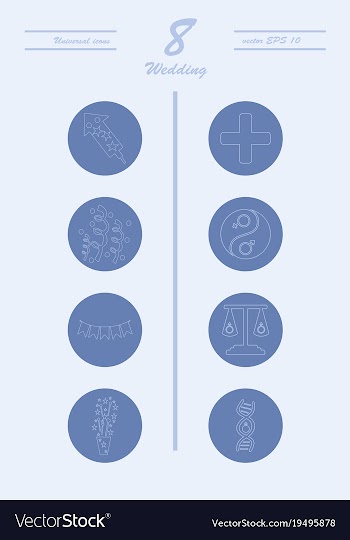 Set of wedding icons in modern thin line style vector image