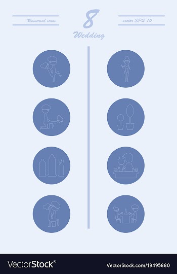 Set of wedding icons in modern thin line style vector image