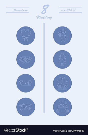 Set of wedding icons in modern thin line style vector image