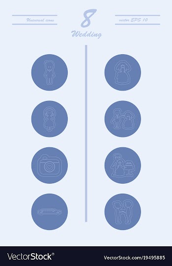Set of wedding icons in modern thin line style vector image