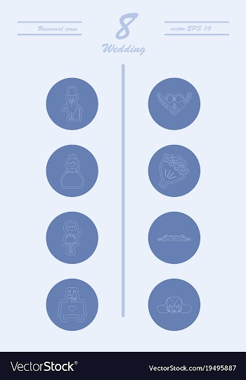 Set of wedding icons in modern thin line style vector image
