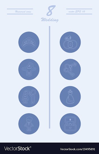 Set of wedding icons in modern thin line style vector image