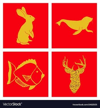 Set of wedding icons theme drawing fishes animals vector image