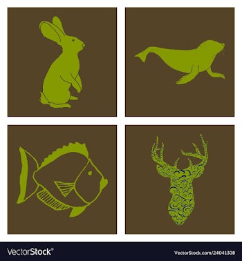 Set of wedding icons theme drawing fishes animals vector image