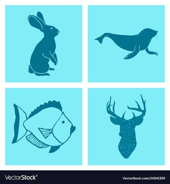 Set of wedding icons theme drawing fishes animals vector image