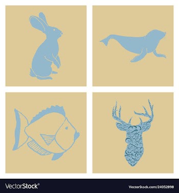 Set of wedding icons theme drawing fishes animals vector image