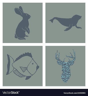 Set of wedding icons theme drawing fishes animals vector image