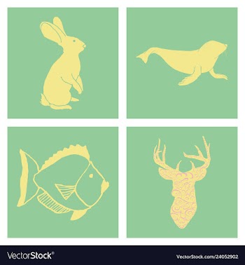 Set of wedding icons theme drawing fishes animals vector image