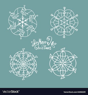 set of white snowflakes for christmas and new year