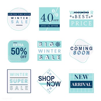 Set of winter sale badge vectors | Free stock vector - 504869