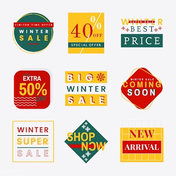 Set of winter sale badge vectors | Free stock vector - 504882