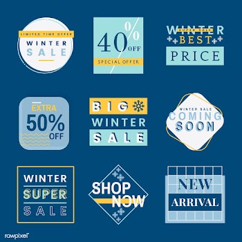Set of winter sale badge vectors | Free stock vector - 504910