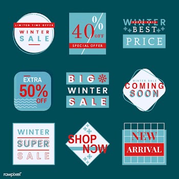 Set of winter sale badge vectors | Free stock vector - 504911