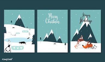 Set of winter themed greeting cards vector | Free stock vector - 518605