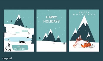 Set of winter themed greeting cards vector | Free stock vector - 518606
