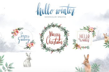 Set of winter watercolor typography vectors | Free stock vector - 489669