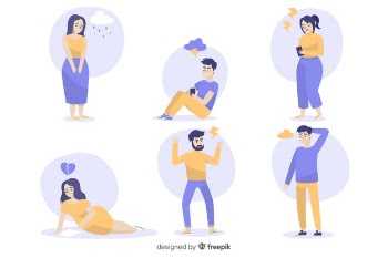 Set of young people emotions Free Vector