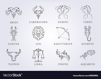 set of zodiac astrology horoscope sign line art