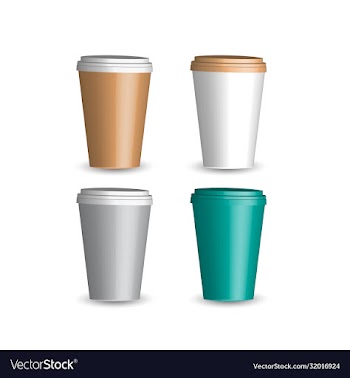 set paper coffee cups on transparent