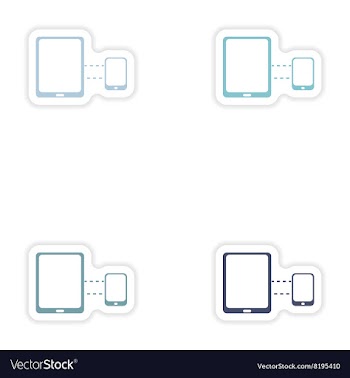 Set paper sticker on white background mobile phone vector image
