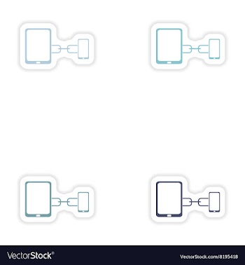 Set paper sticker on white background mobile phone vector image