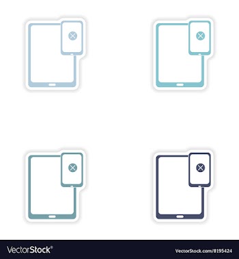Set paper sticker on white background mobile phone vector image