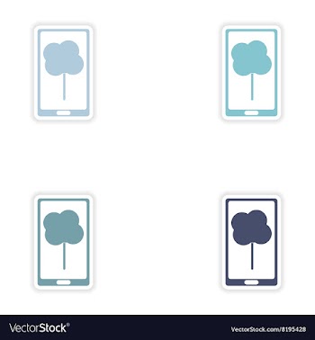 Set paper sticker on white background mobile phone vector image
