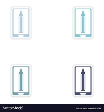 Set paper sticker on white background mobile phone vector image