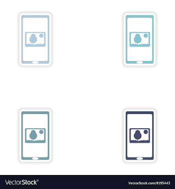 Set paper sticker on white background mobile phone vector image