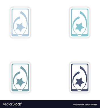 Set paper sticker on white background mobile phone vector image