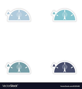Set paper sticker on white background Wi fi tower vector image