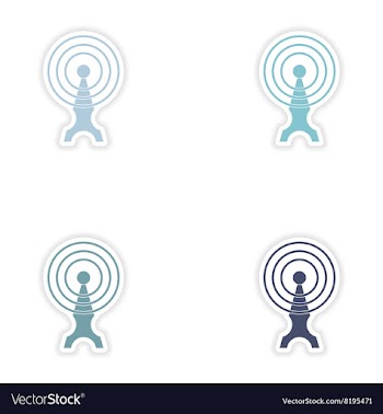 Set paper sticker on white background Wi fi tower vector image
