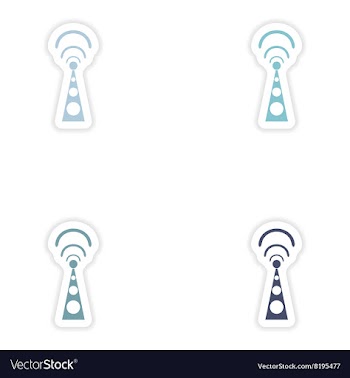 Set paper sticker on white background Wi fi tower vector image